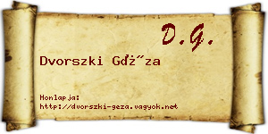 Dvorszki Géza névjegykártya