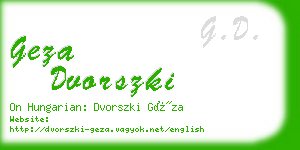 geza dvorszki business card